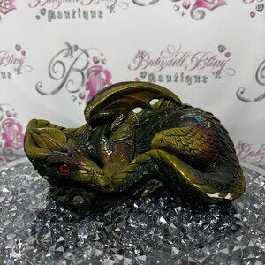Windstone editions Hollywood California Decorative Dragon Figurine Green purple